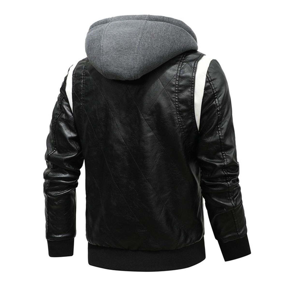 GIOIO - Chaqueta Hombre Sintético Cuello Alto Capucha Punto Corte Asiático Urbano​