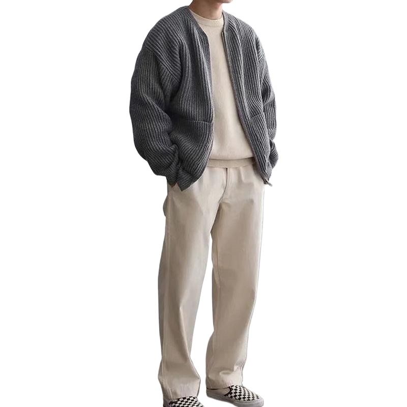 GIOIO - Cárdigan Hombre Urbano Relajado Algodón Holgado Básico Moderno​