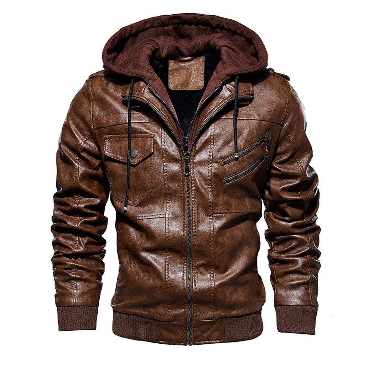 GIOIO - Chaqueta Sintética Hombre Capucha Cremallera Urbana Premium​