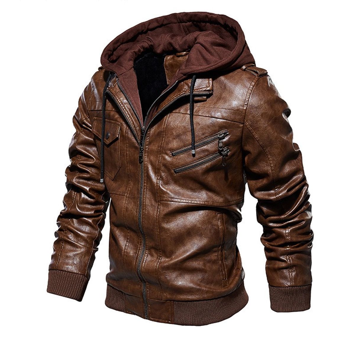 GIOIO - Chaqueta Sintética Hombre Capucha Cremallera Urbana Premium​