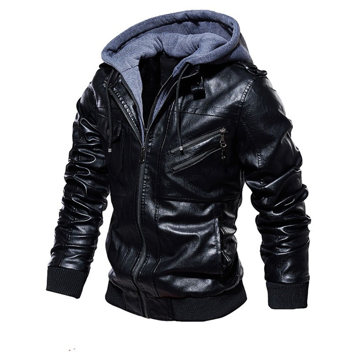 GIOIO - Chaqueta Sintética Hombre Capucha Cremallera Urbana Premium​