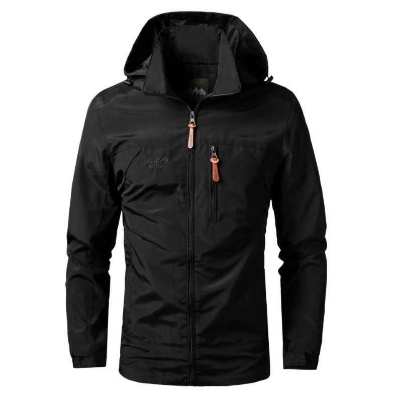 GIOIO - Chaqueta Capucha Ráfida Urbana Corte Delgado Bolsillo Canguro Táctico