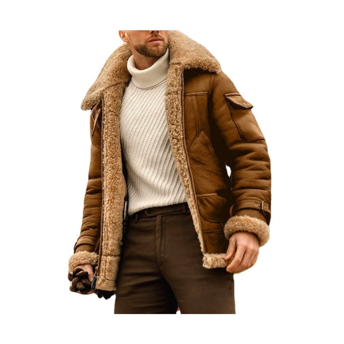 GIOIO - Gabardina Hombre Mezcla Lana Largo Medio Corte Preciso Urbano Elegante​