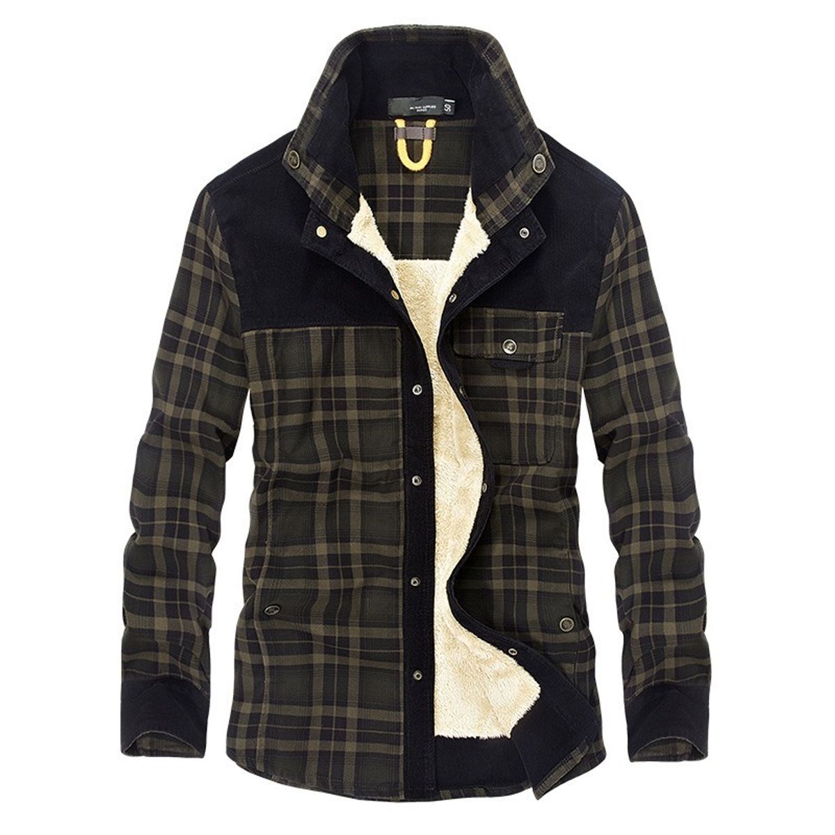 GIOIO - Camisa Abrigo Hombre Algodón Térmico Cuadros Urbano Elegante Grueso Premium​
