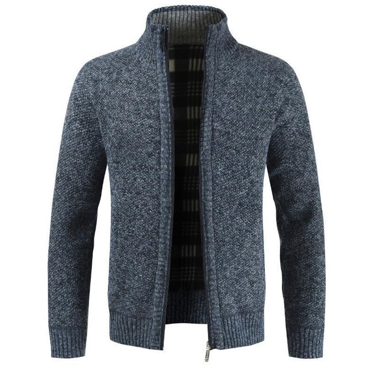 GIOIO - Cárdigan Hombre Cremallera Premium Cuello Alto Punto Liso Urbano Versátil​