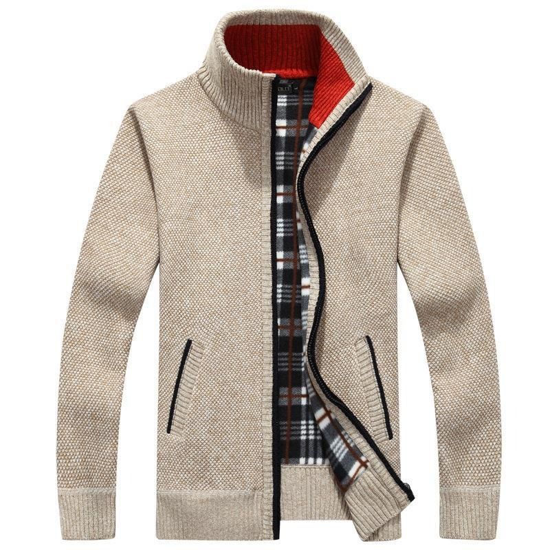 GIOIO - Cárdigan Hombre Cremallera Premium Cuello Alto Punto Liso Urbano Versátil​