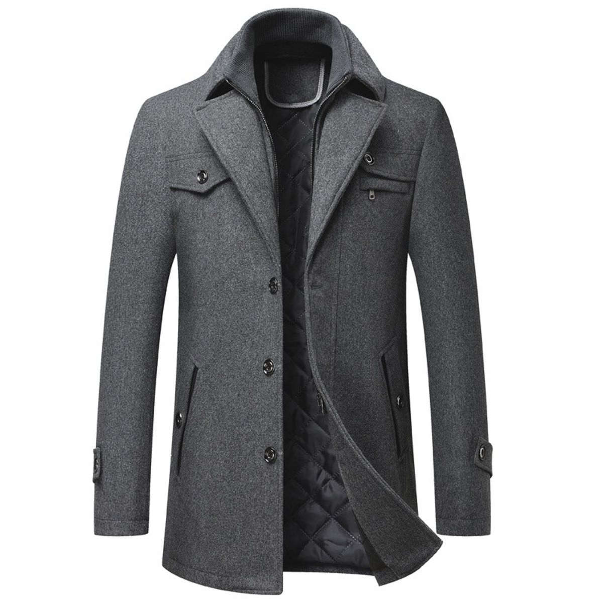 GIOIO - Abrigo Hombre Lana Grueso Térmico Urbano Elegante Corte Preciso​