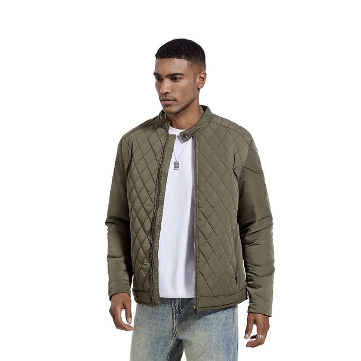 GIOIO - Chaquetón Hombre Ligero Acolchado Cuello Mao Moderno Ajustado​