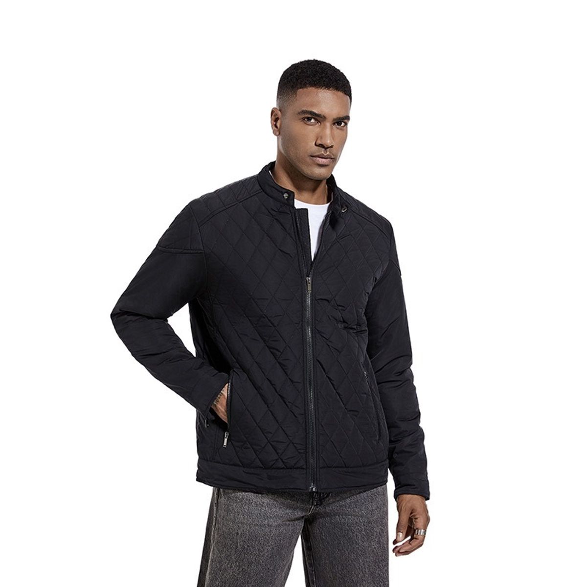 GIOIO - Chaquetón Hombre Ligero Acolchado Cuello Mao Moderno Ajustado​