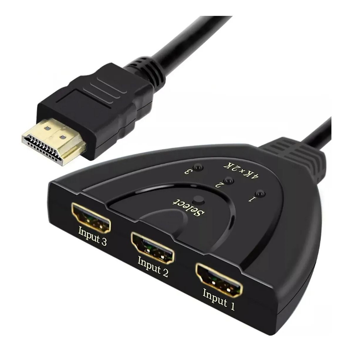 GIOIO - Switcher Hdmi 4k 3 Entradas 1 Salida Cable Flexible