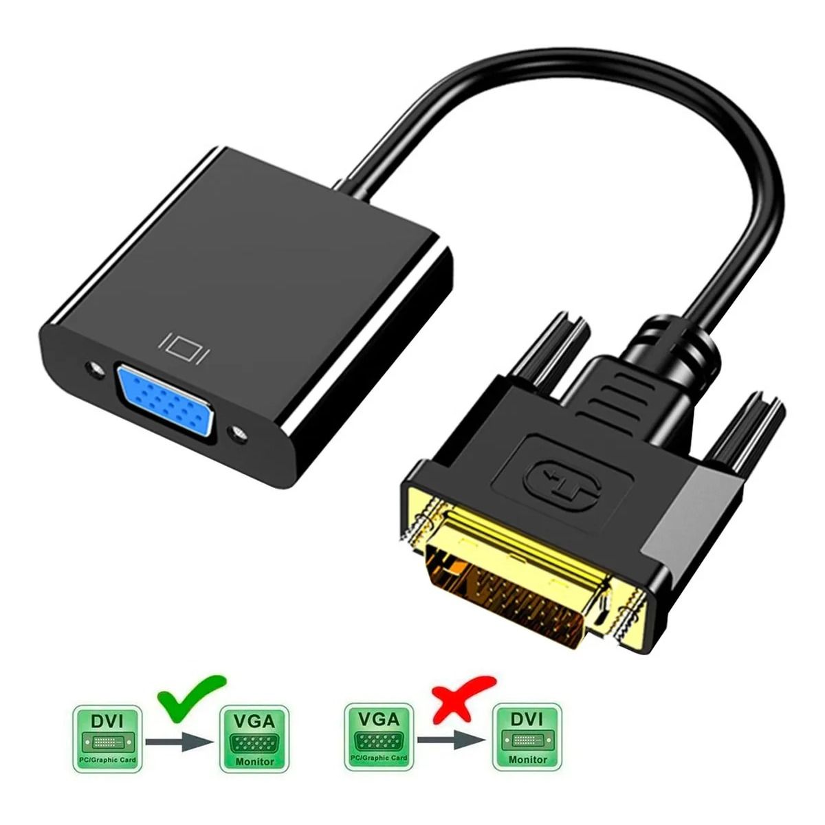 GIOIO - Adaptador Convertidor De Dvi-d A Vga 1080p 60hz Gomita