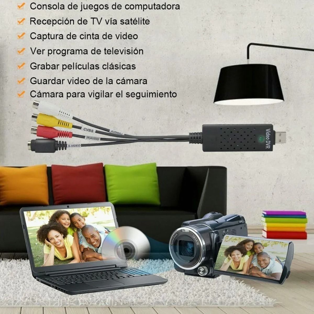 GIOIO - Tarjeta De Captura Easycap Usb 20 Rca S-video Audio Video