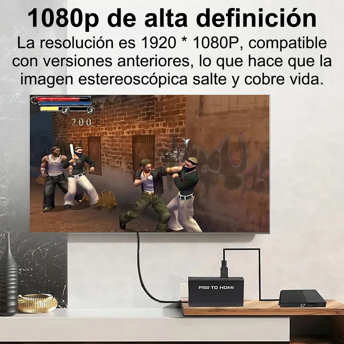 GIOIO - Adaptador  Conversor Ps2 A Hdmi Play Station 2