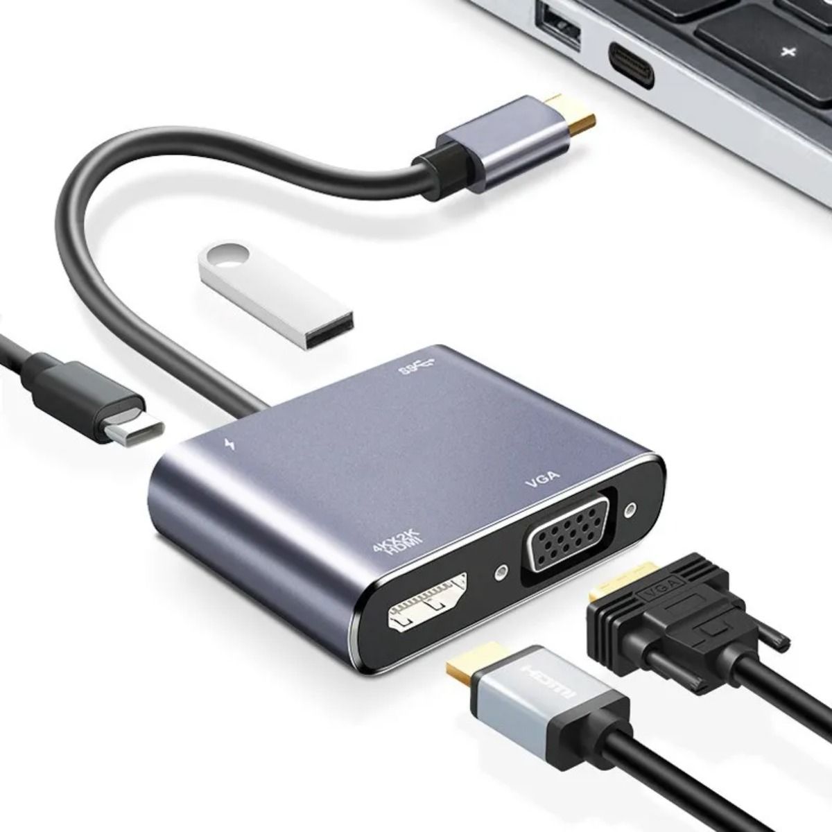 GIOIO - 4 En 1 Usb C A 4k Hdmi Vga Adaptador