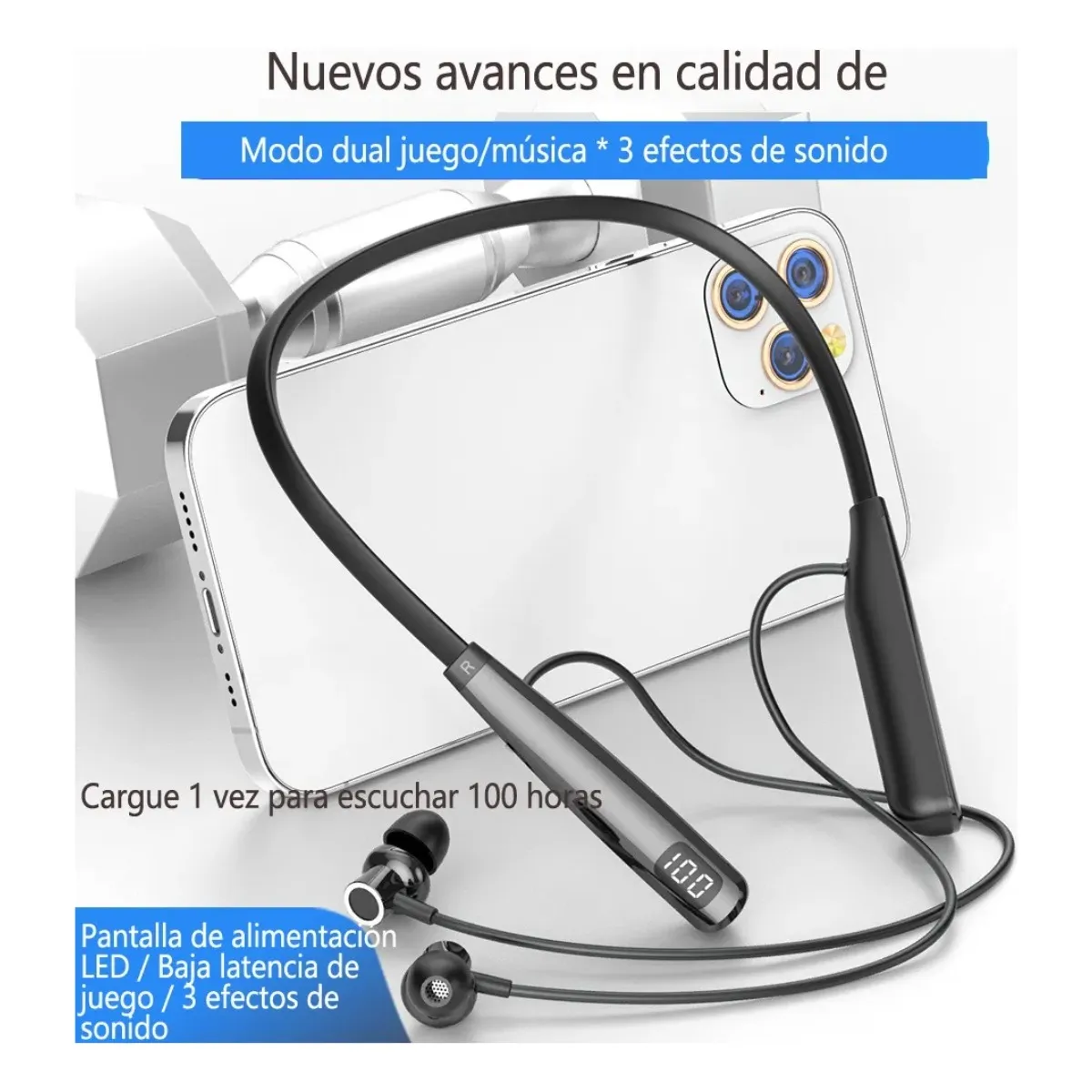 GIOIO - Audífonos Inalámbricos Banda Para El Cuello Bluetooth