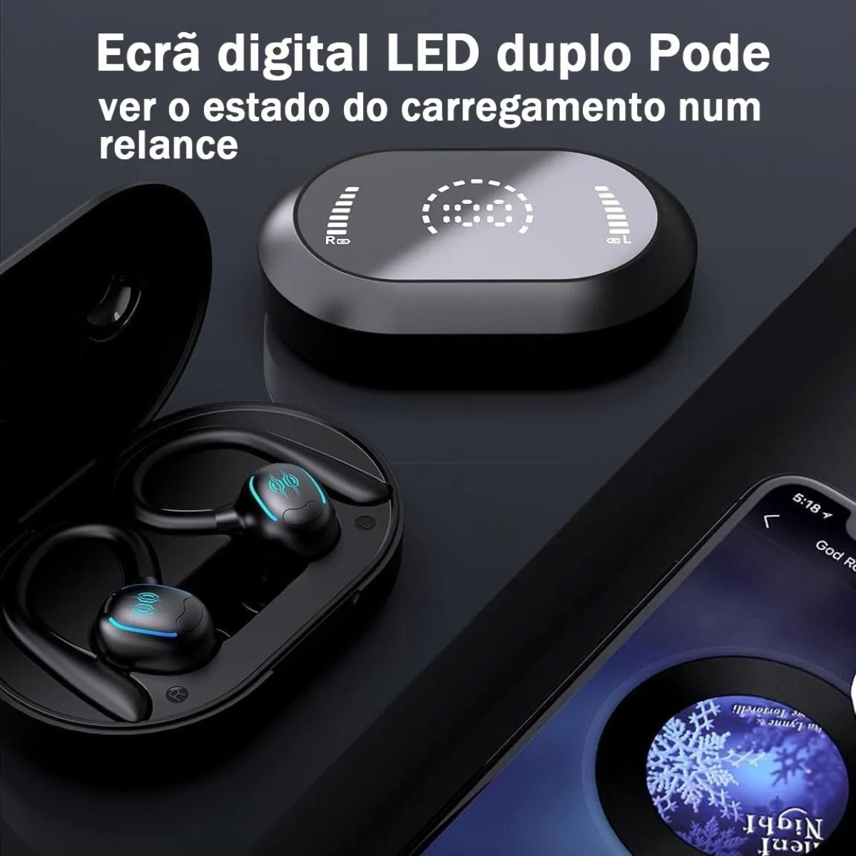 GIOIO - Auriculares Deportivos Bluetooth Impermeables Con Gancho