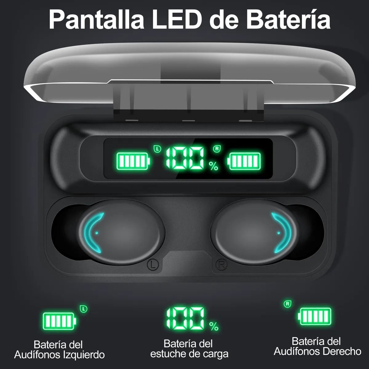 GIOIO - Audífonos Inalámbricos Bluetooth Con Carga Inalámbrica F9-5