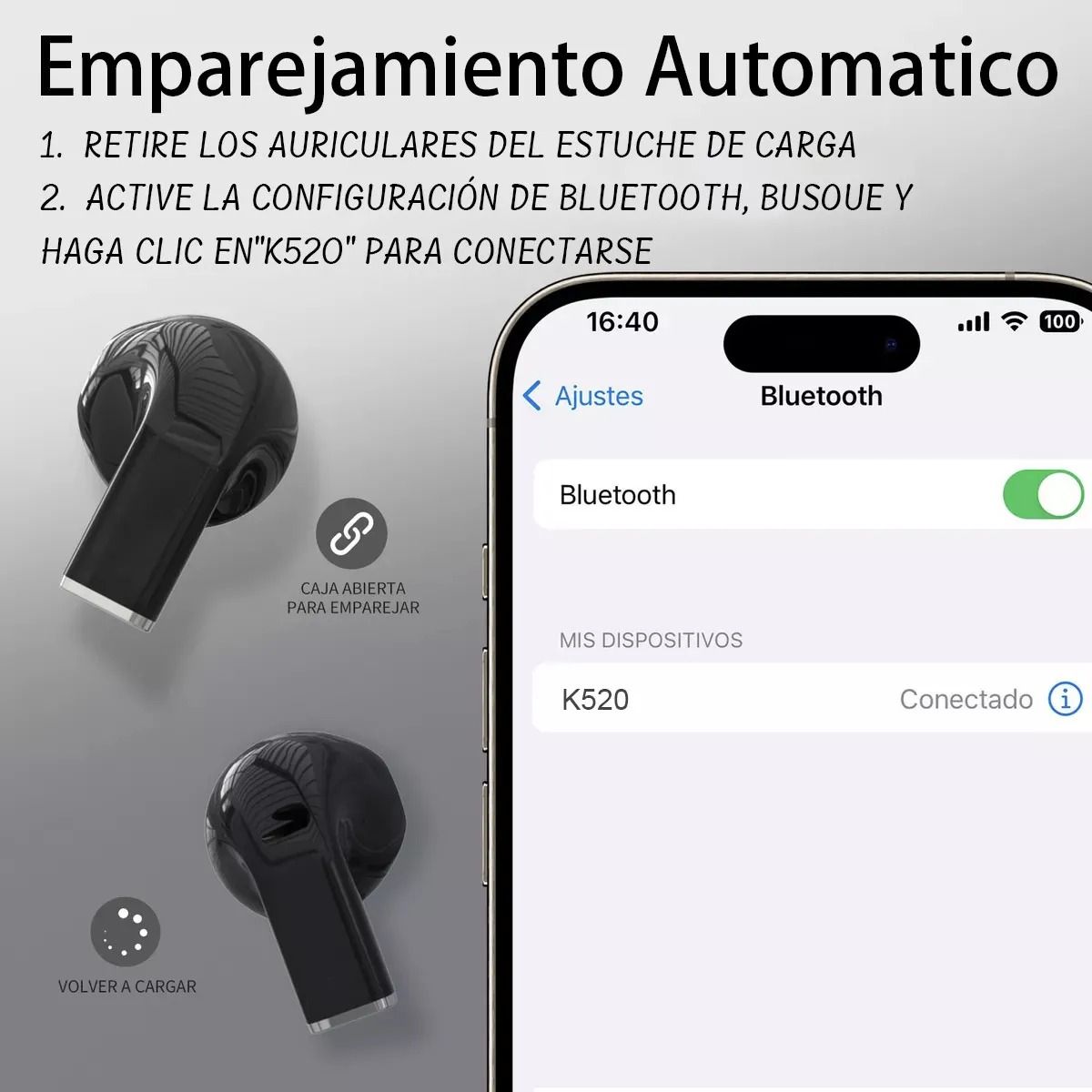 GIOIO - Audífonos Bluetooth In-ear K520 Mini Manos Libres