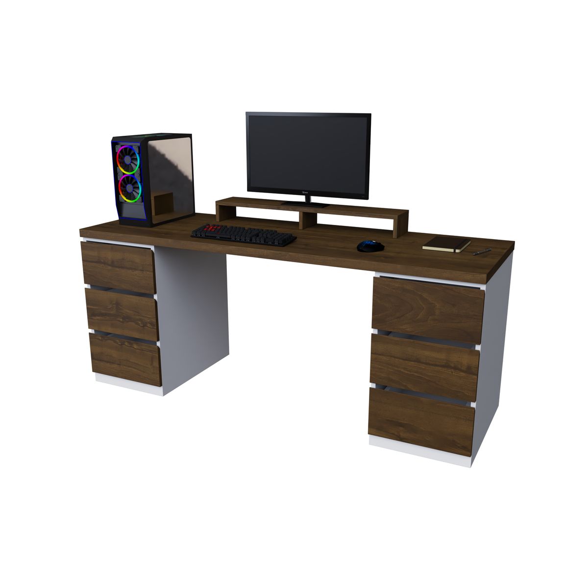 MUEBLES MACRUMO - ESCRITORIO GAMER 6 CAJONES BRIXTON