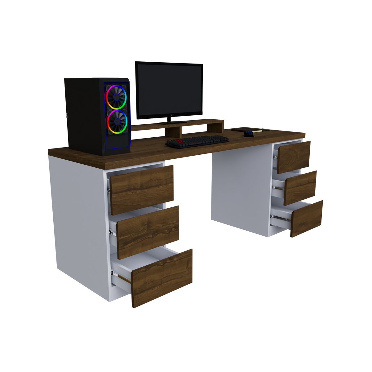 MUEBLES MACRUMO - ESCRITORIO GAMER 6 CAJONES BRIXTON