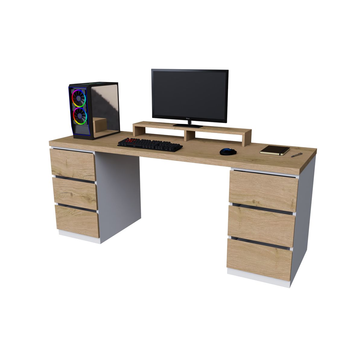 MUEBLES MACRUMO - ESCRITORIO GAMER 6 CAJONES TRIBECA