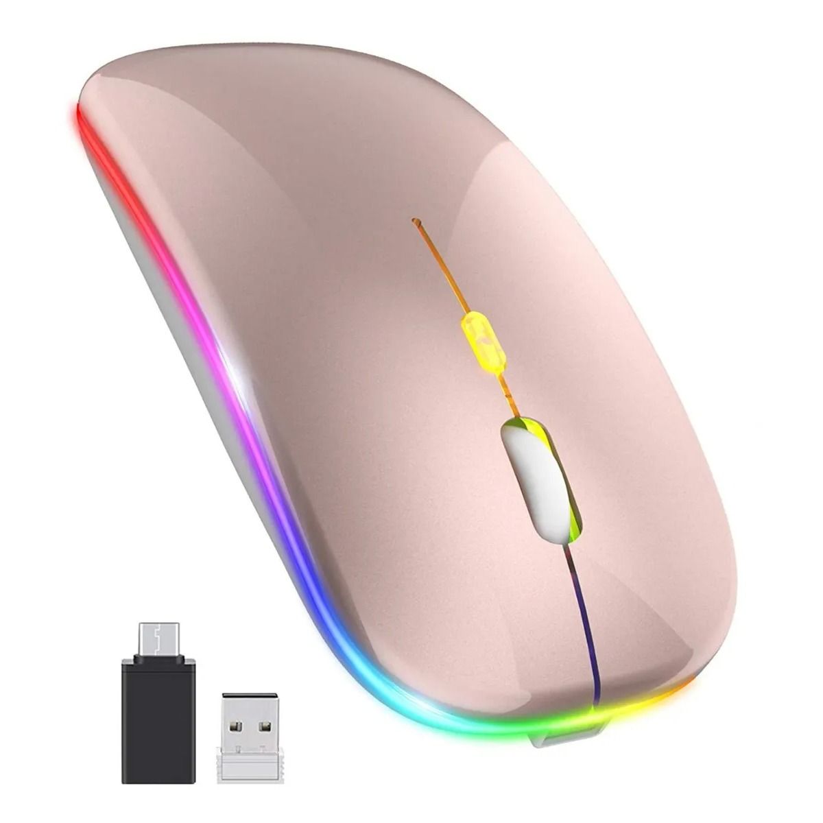 GIOIO - Ratón Inalámbrico Recargable Retroiluminación De 7 Colores
