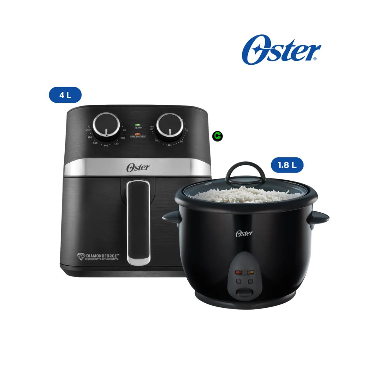 OSTER - Combo Freidora Oster 4L CKSTAF401MDF y Olla  Arrocera CKSTRCB10DFBLK