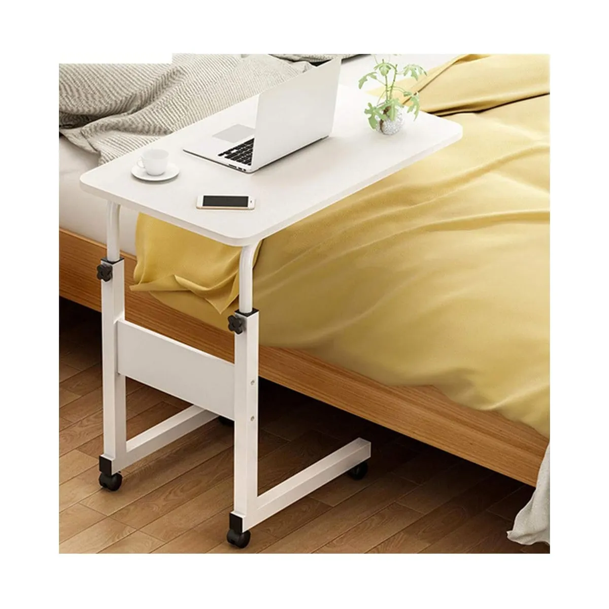 GENERICO - Mesa Escritorio Para Laptop Con Ruedas Portátil Ajustable Blanca 1363