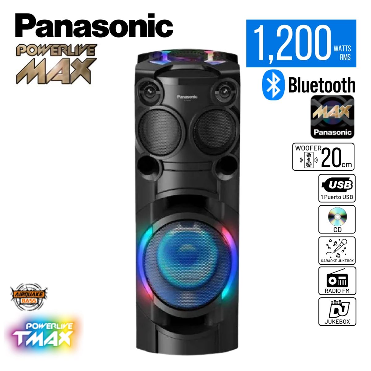PANASONIC - Equipo de Sonido Panasonic SC-TMAX40PUK Inalámbrico 1200 Watts - Negro