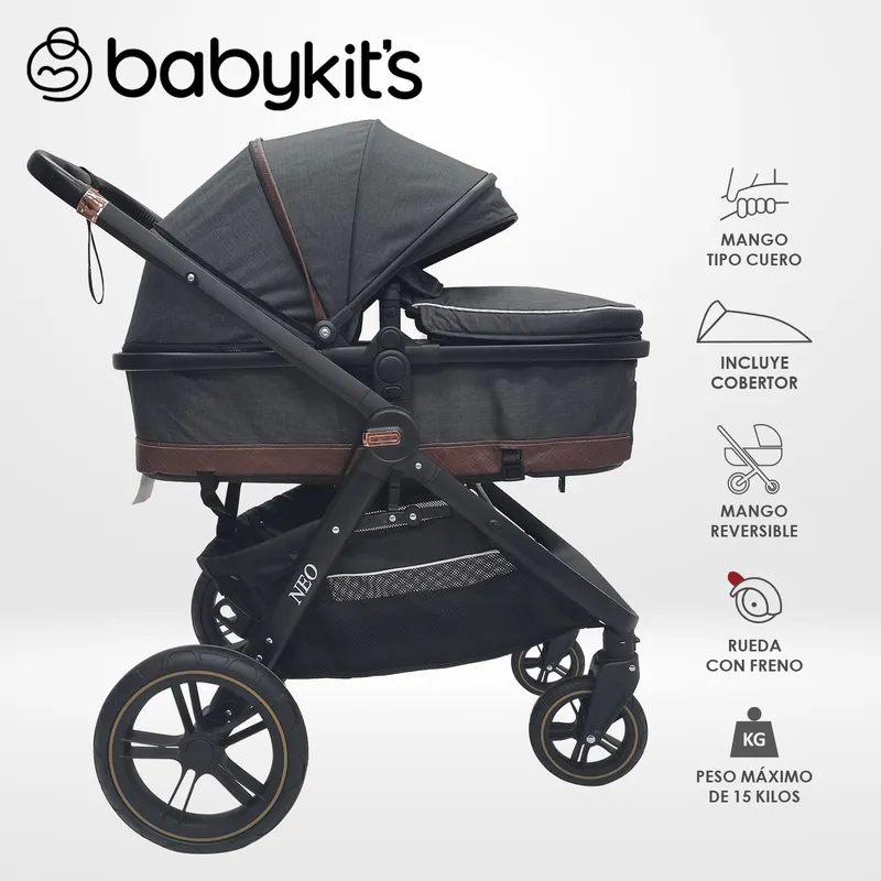 BABY KITS - Coche Cuna Moises Neo Gris