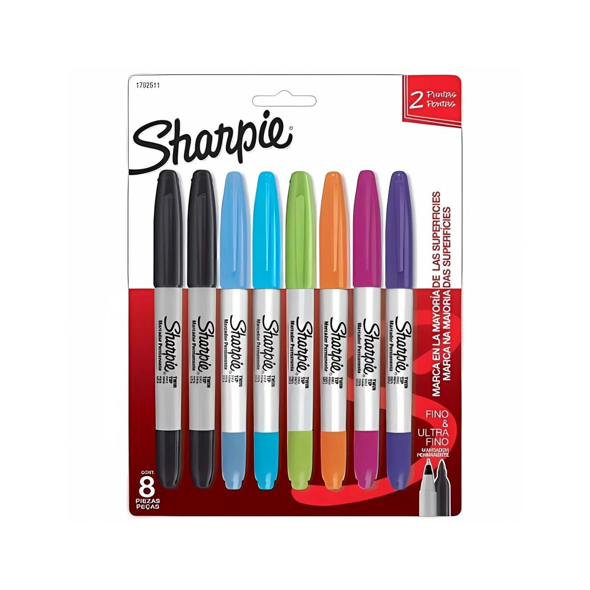 SHARPIE - Set De Marcador Sharpie Twin Tip Doble Punta Surtidos x8