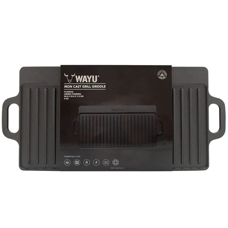 WAYU - PLANCHA ASADORA CON ASAS DE HIERRO FUNDIDO WAYU 50.8 X 23.4 CM