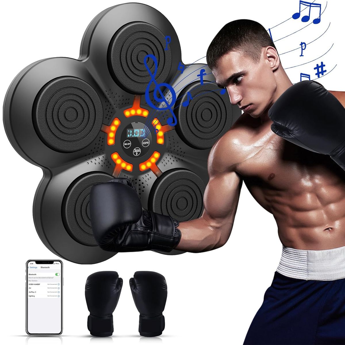 GENERICO - MAQUINA DE BOXEO SMART BLUETOOTH MUSICAL LED CON GUANTES