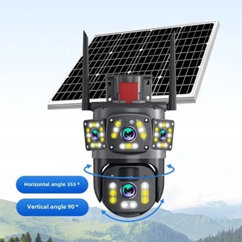 GENERICO - Cámara de Seguridad WiFi PTZ Solar Doble Lente para Exterior