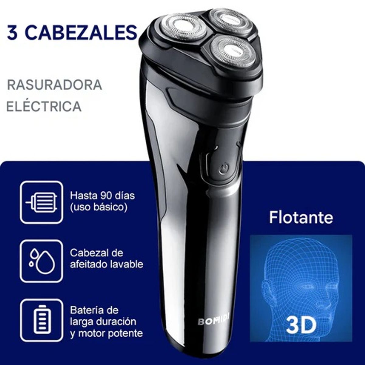 BOMIDI - Afeitadora Recargable y Cortadora 2 en 1 Bomidi Cabezal 3D