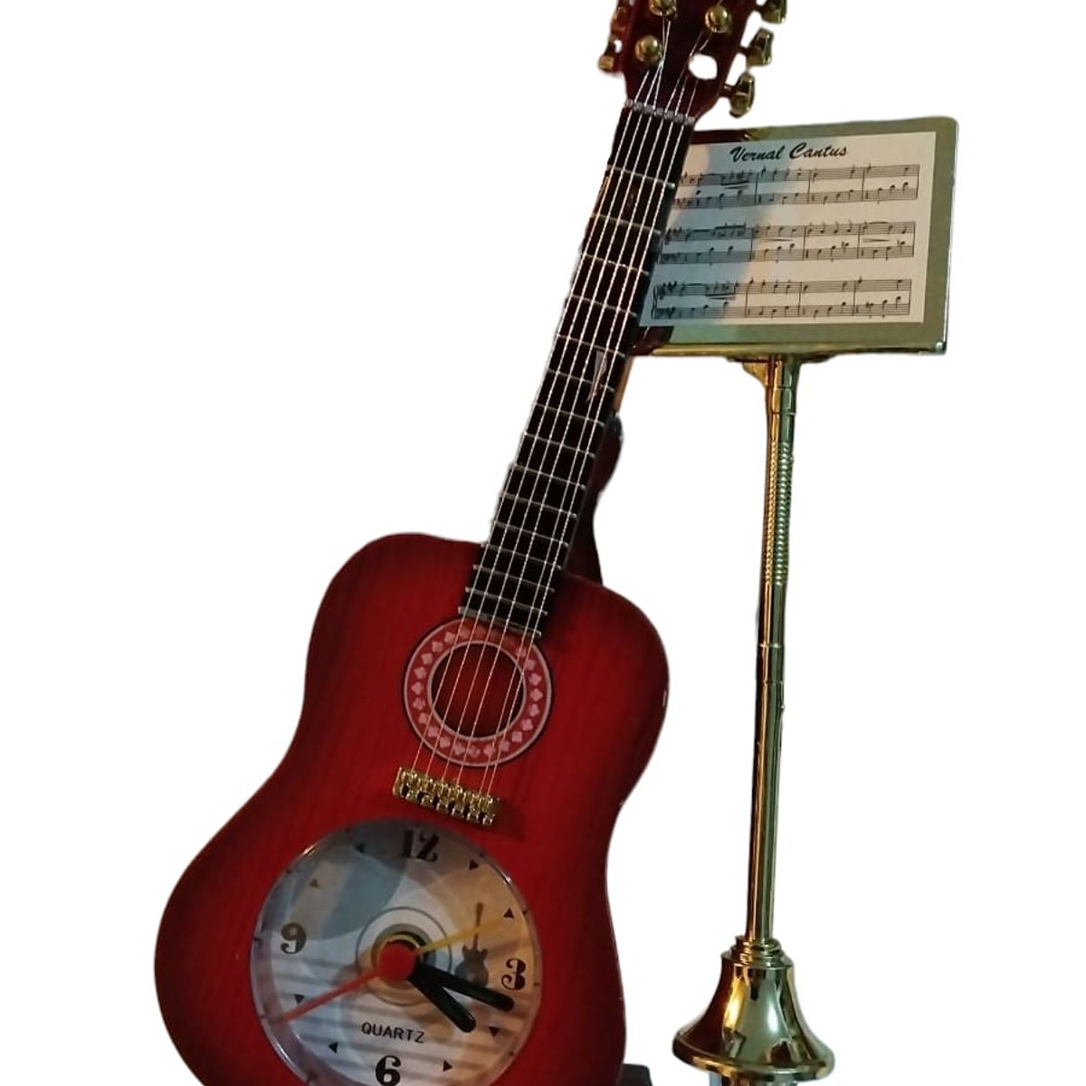 GENERICO - Reloj de mesa decorativo analógico con alarma - diseño Guitarra acústica