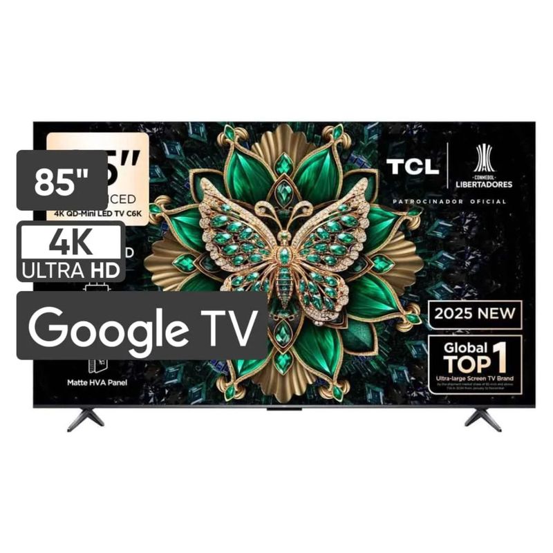 TCL - Televisor TCL Mini LED 85" QD UHD 4K Smart Google TV 85C6K - Nuevo 2025