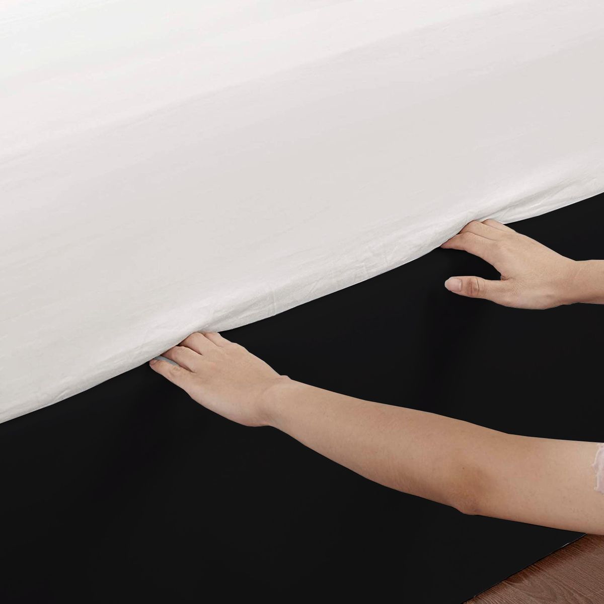 GENERICO - FALDON DE TARIMA QUEEN 160CM x 200CM MINIMAL DRILL 30CM NEGRO