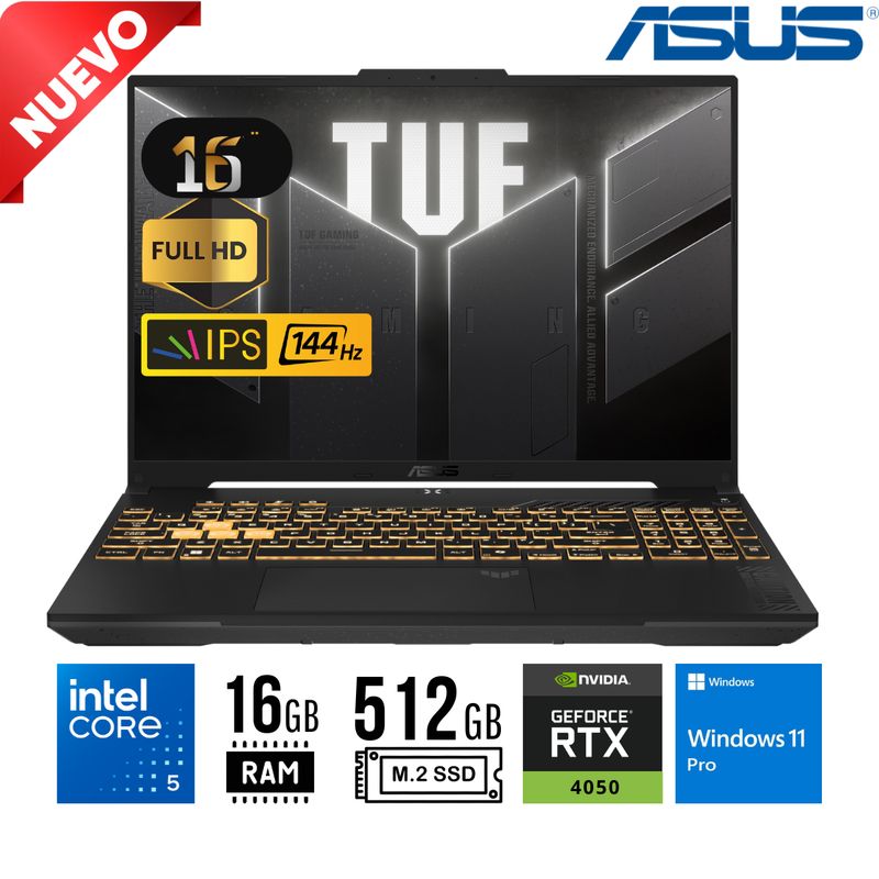 ASUS - LAPTOP ASUS FX607VU-RL048 INTEL CORE 5 210H 16GB RAM SSD 512GB RTX 4050 6GB 16" WUXGA WIN 11