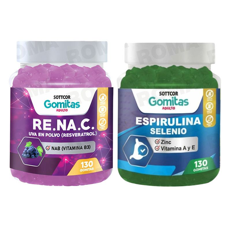 GENERICO - GOMITAS RESVERATROL 130UND + GOMITAS ESPIRULINA SELENIO 130UND