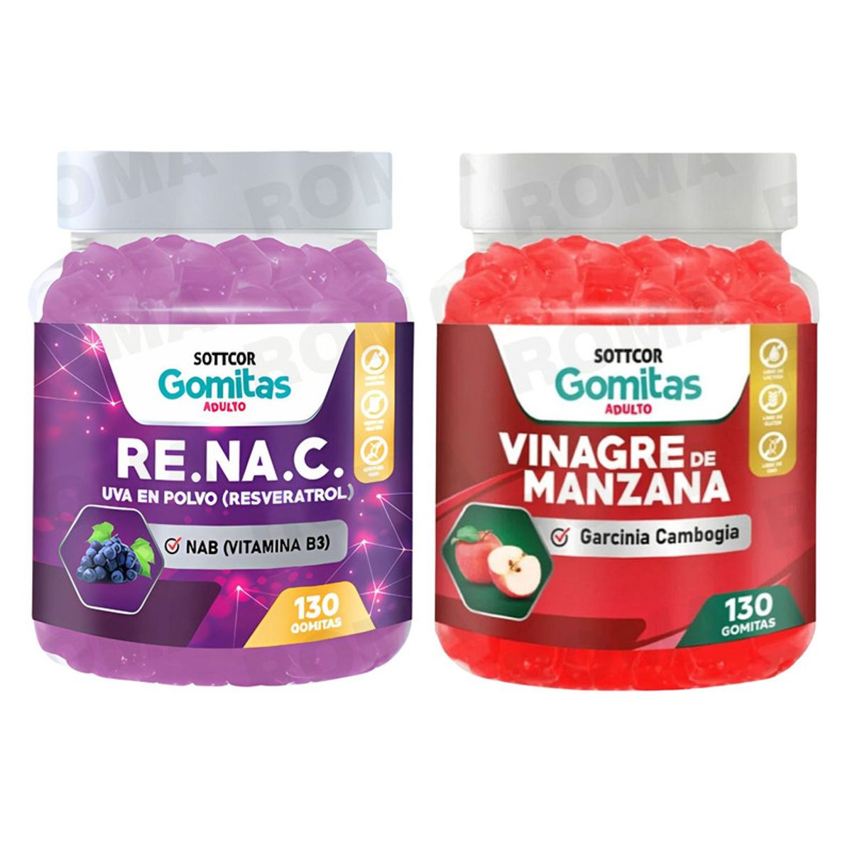 GENERICO - GOMITAS RESVERATROL 130UND + GOMITAS VINAGRE DE MANZANA 130UND