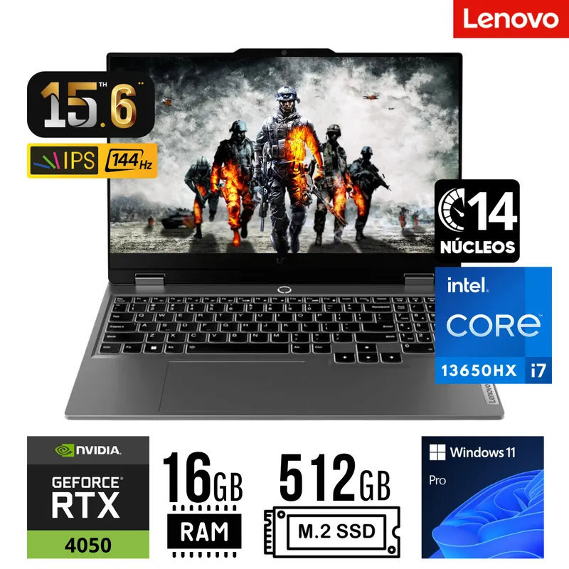 LENOVO - LAPTOP LENOVO LOQ 15IRX9 INTEL CORE i7 13650HX RAM 16GB SSD 512GB RTX 4050 6GB 15.6" WIN 11