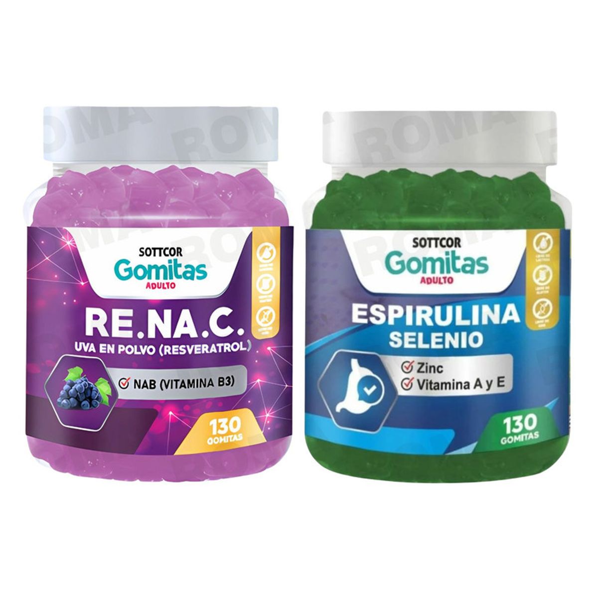 GENERICO - GOMITAS RESVERATROL 130UND + GOMITAS ESPIRULINA SELENIO 130UND