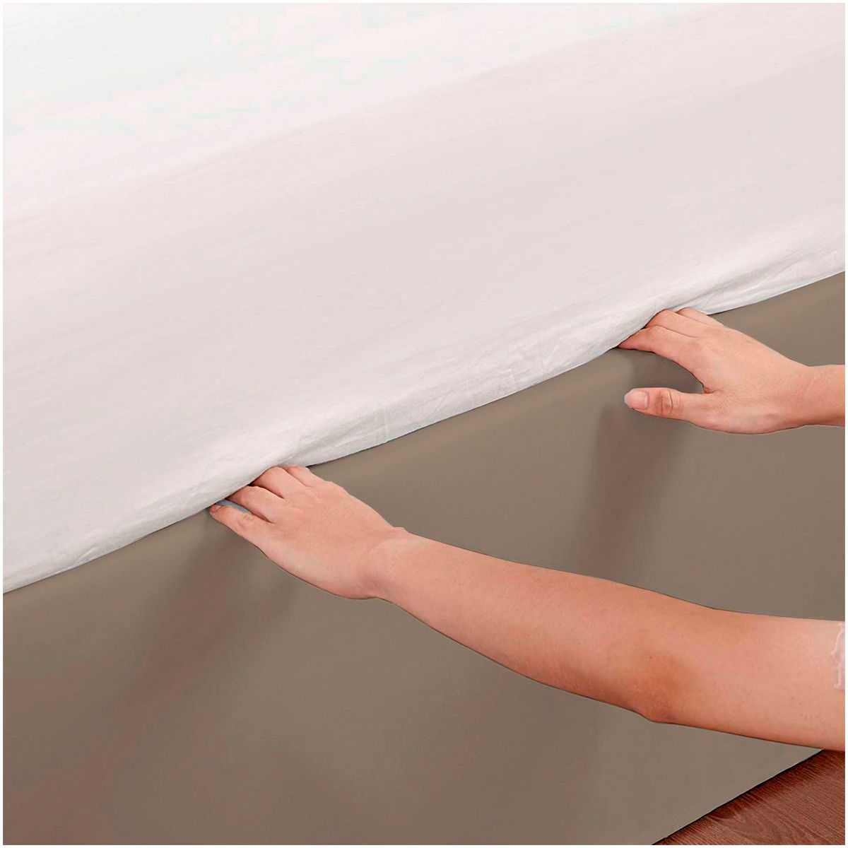 GENERICO - FALDON DE TARIMA QUEEN 160CM x 200CM MINIMAL DRILL 35CM BEIGE OSCURO