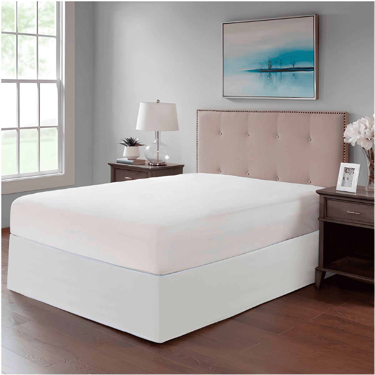 GENERICO - FALDON DE TARIMA QUEEN 160CM x 200CM MINIMAL DRILL 35CM AVENA