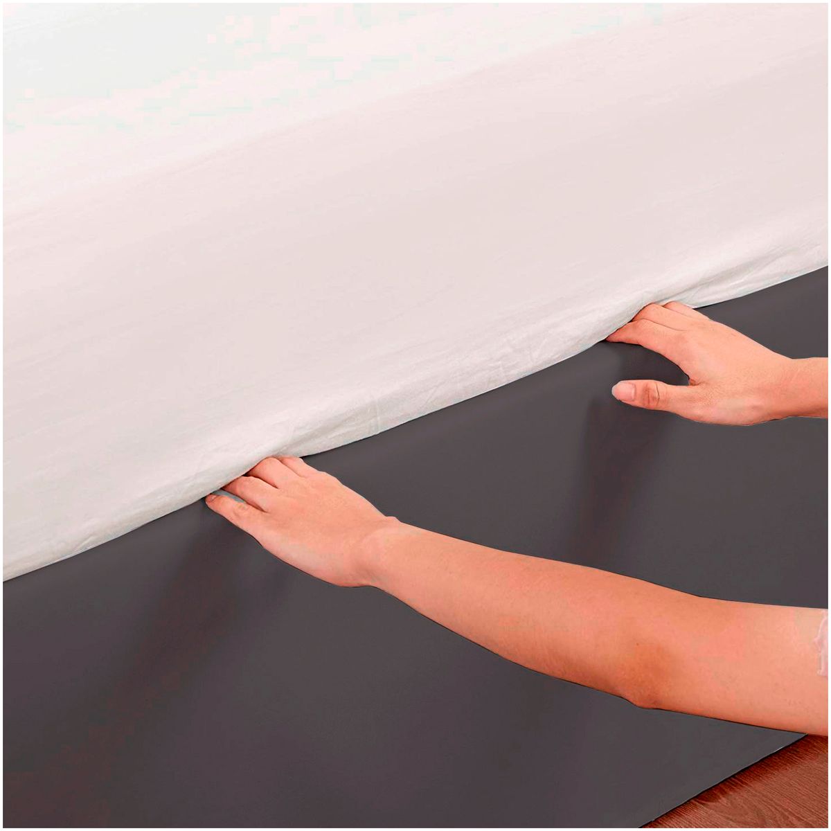 GENERICO - FALDON DE TARIMA QUEEN 152CM x 203CM MINIMAL DRILL 30CM GRIS OSCURO