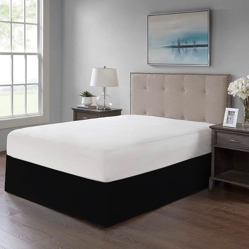 GENERICO - FALDON DE TARIMA QUEEN 152CM x 203CM MINIMAL DRILL 30CM NEGRO