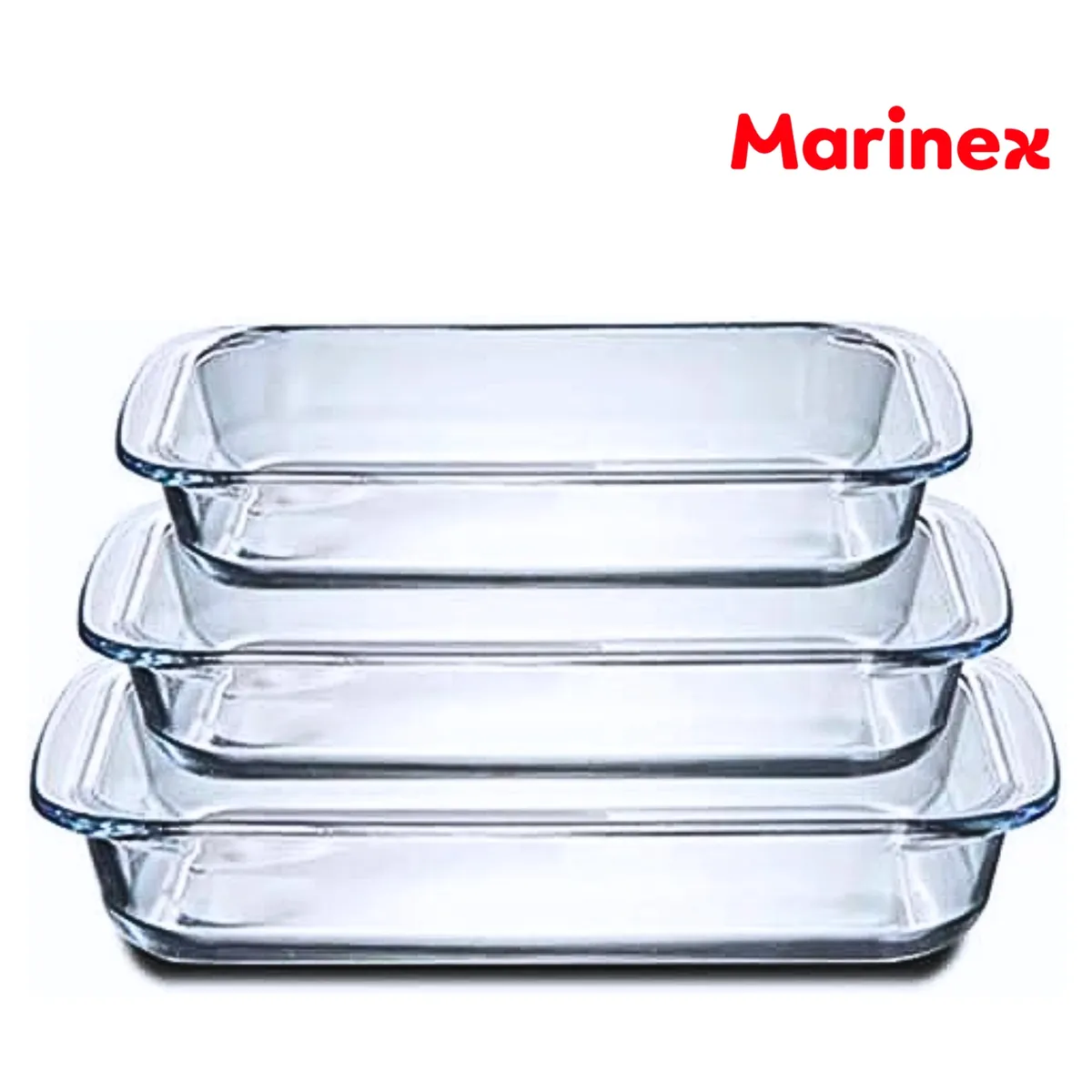 MARINEX - Fuente Bandeja para Horno de Vidrio Templado Marinex Set 3 Piezas