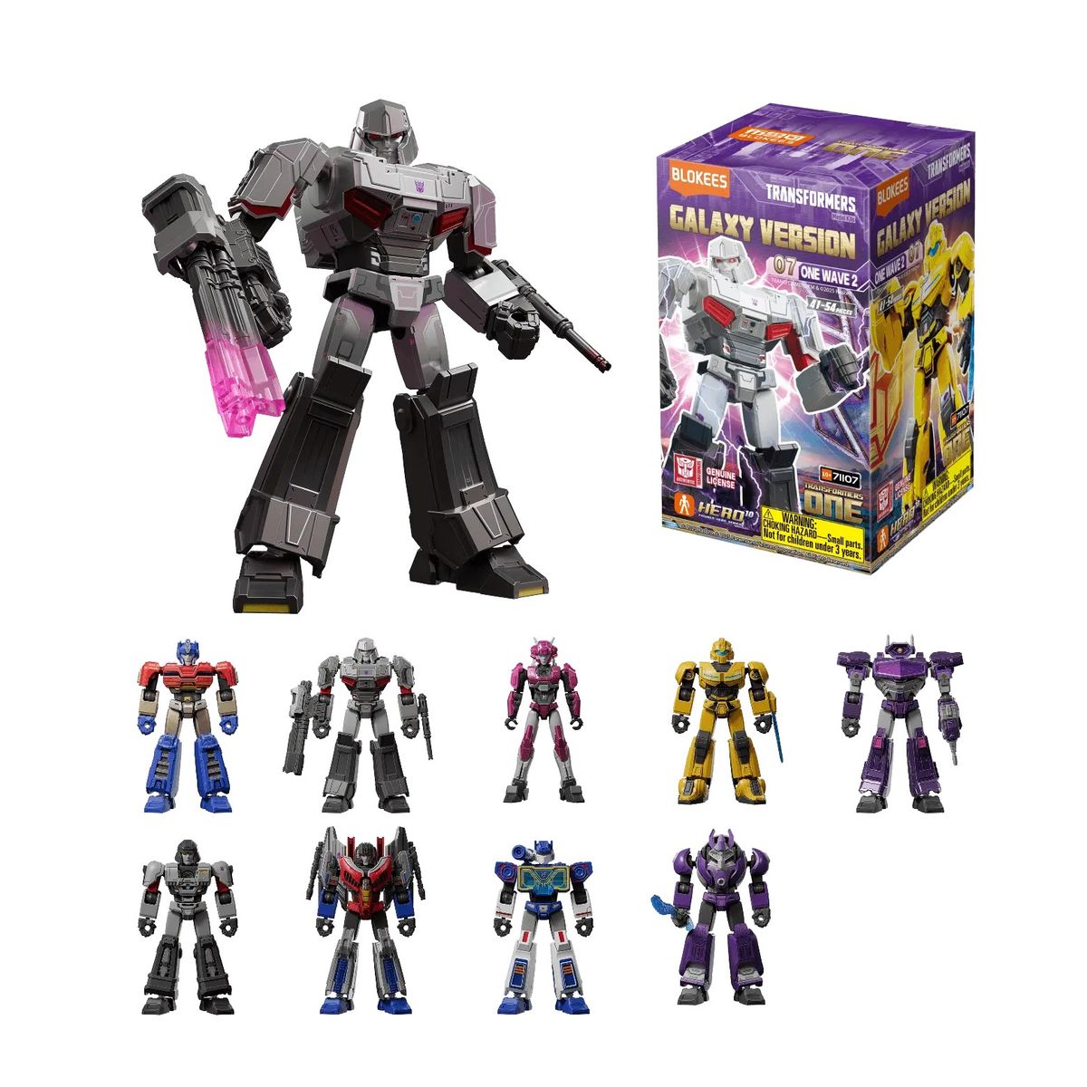 Hasbro - Kit de 9 Blokees Transformers Galaxy 07 One Wave 2 Figuras de Accion Armables - 71107