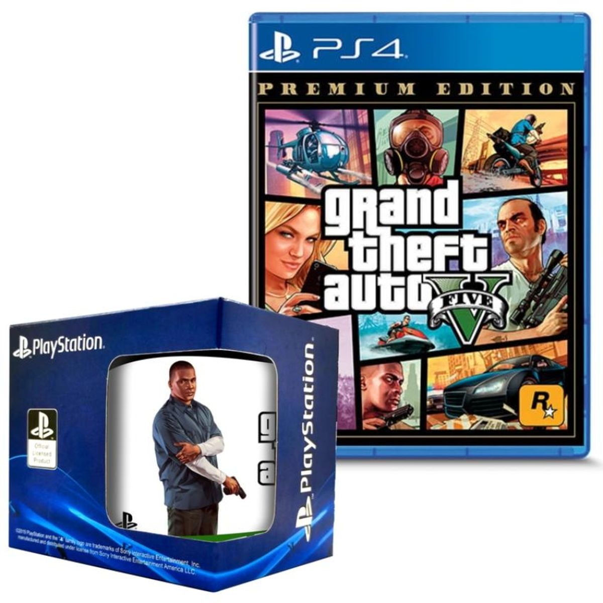 SONY - Grand theft auto V Premium Edition PlayStation 4 GTA V + taza